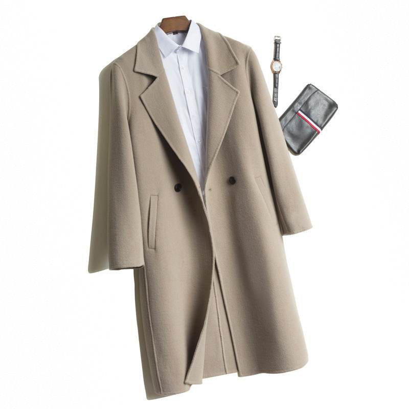 Long Dropped Shoulder Trench Coat Cashmere Coat - Mubimart