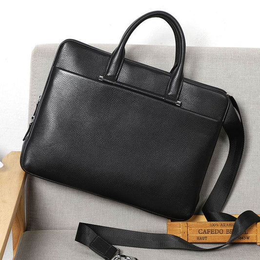 Men's Large Capacity Leather Briefcase - Mubimart