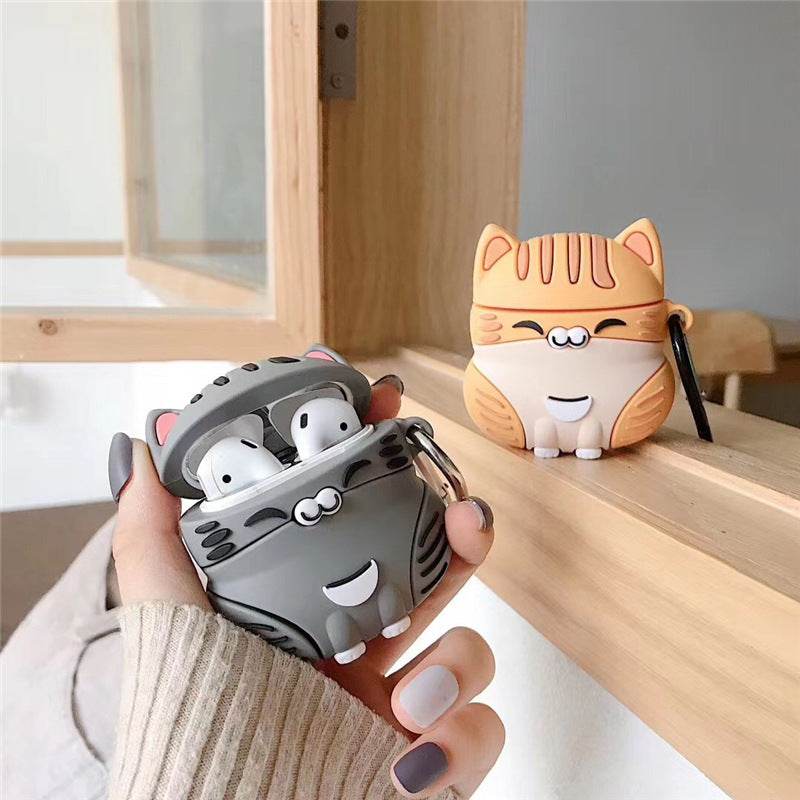 Cute Fat Orange Cat Bluetooth Wireless Headphone Case - Mubimart
