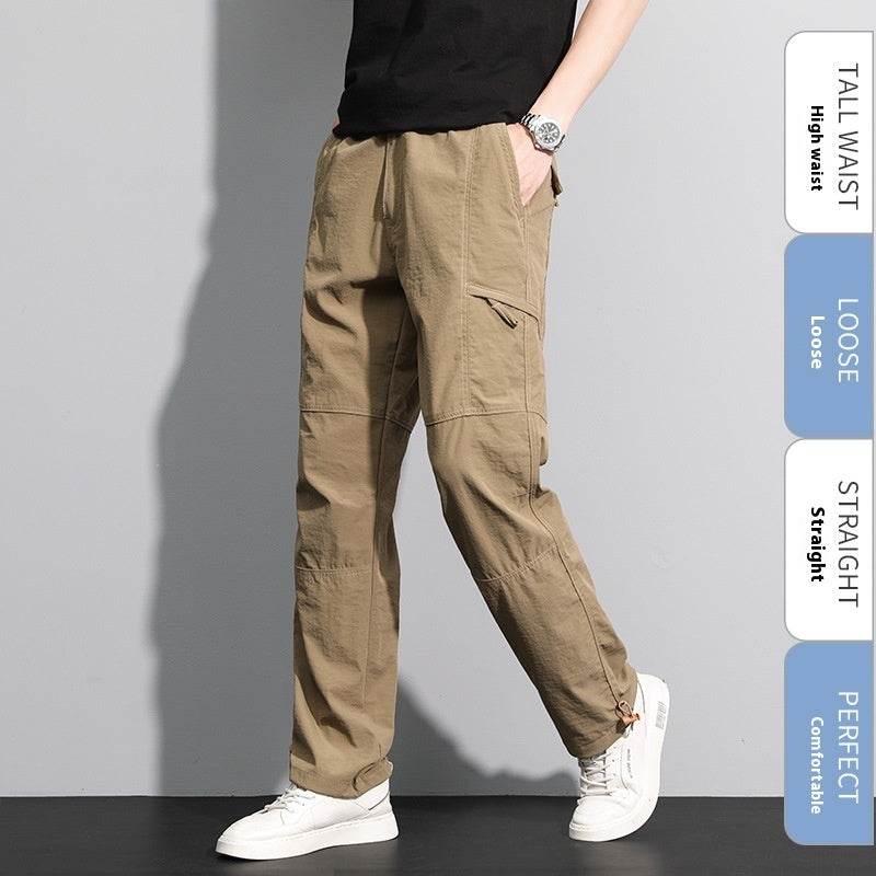 Thin Overalls Men's Casual Loose Ultrathin Khaki Straight - Mubimart