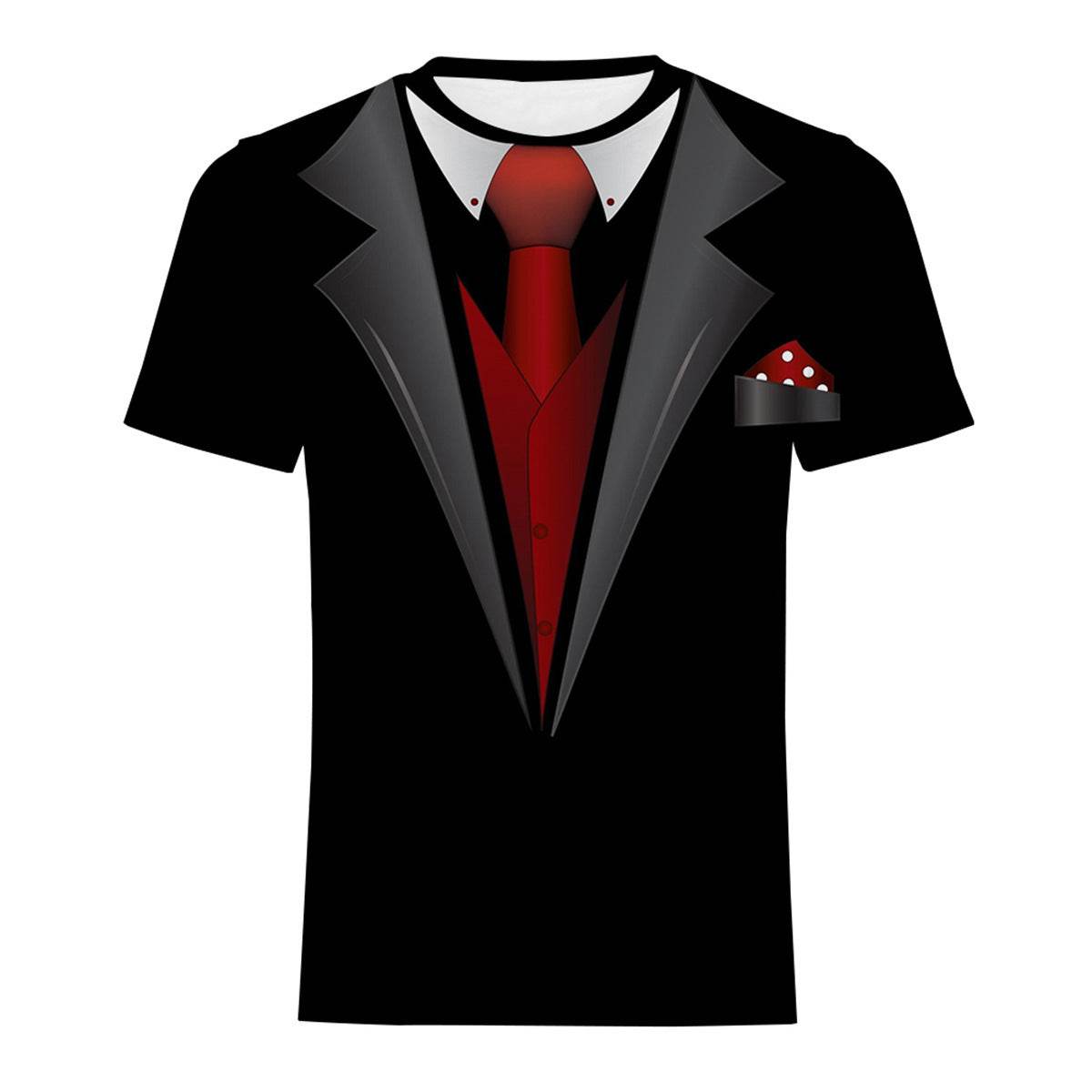 Mens Fashion Casual Digital Print Crew Neck T-shirt - Mubimart