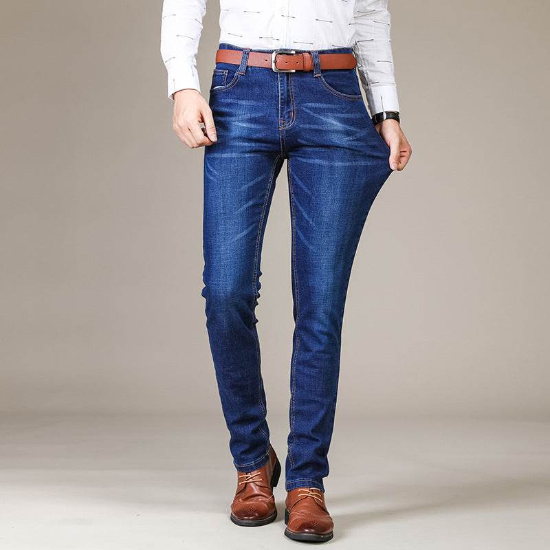 Slim Fit Elastic Straight Jeans - Mubimart