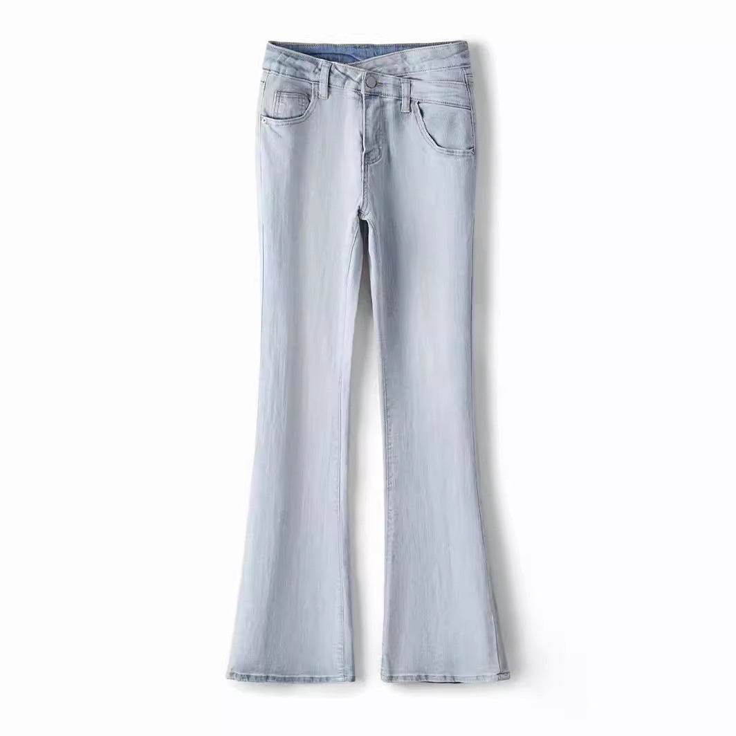 Women's Light-colored High Waist Bootcut Jeans - Mubimart
