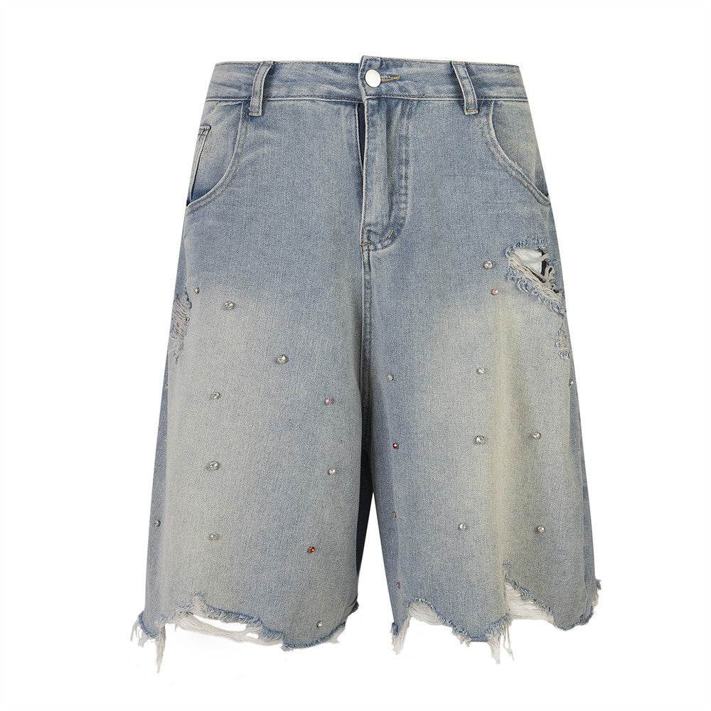 Ripped Denim Shorts For Men And Women - Mubimart