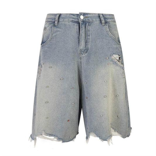 Ripped Denim Shorts For Men And Women - Mubimart