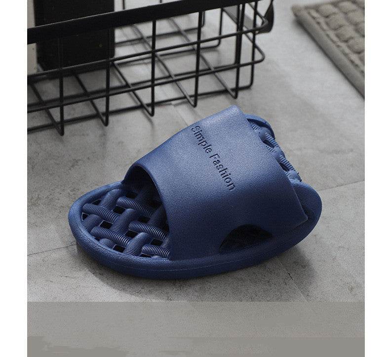 Solid Color Letter Bath Indoor Non-slip Plastic Slipper - Mubimart
