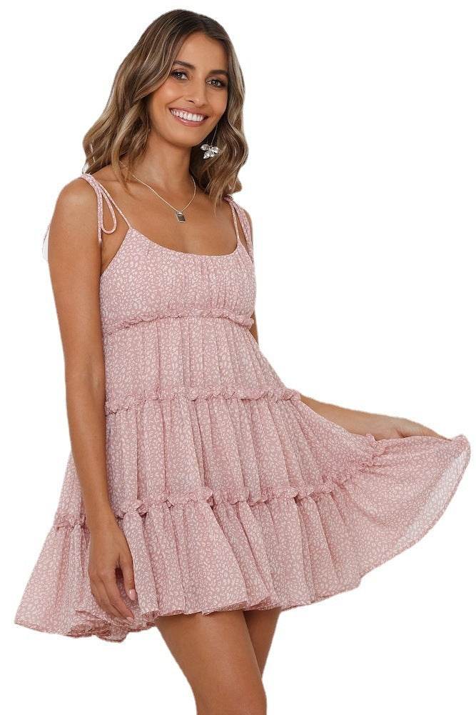 Vacation Style Printing Slip Dress - Mubimart