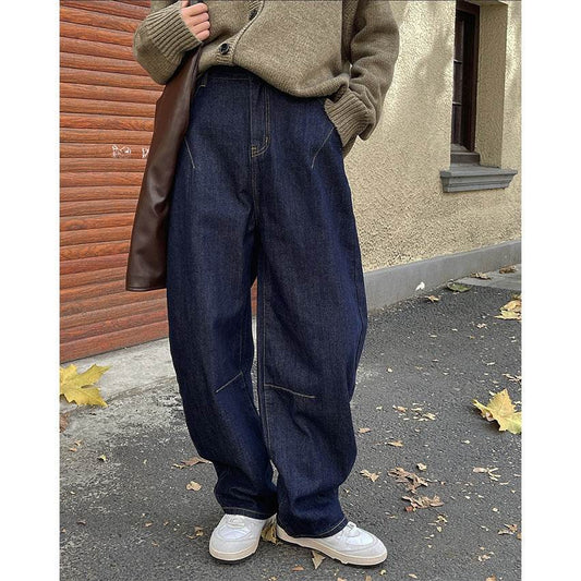 Casual Curved High Waist Wide Leg Jeans For Women - Mubimart
