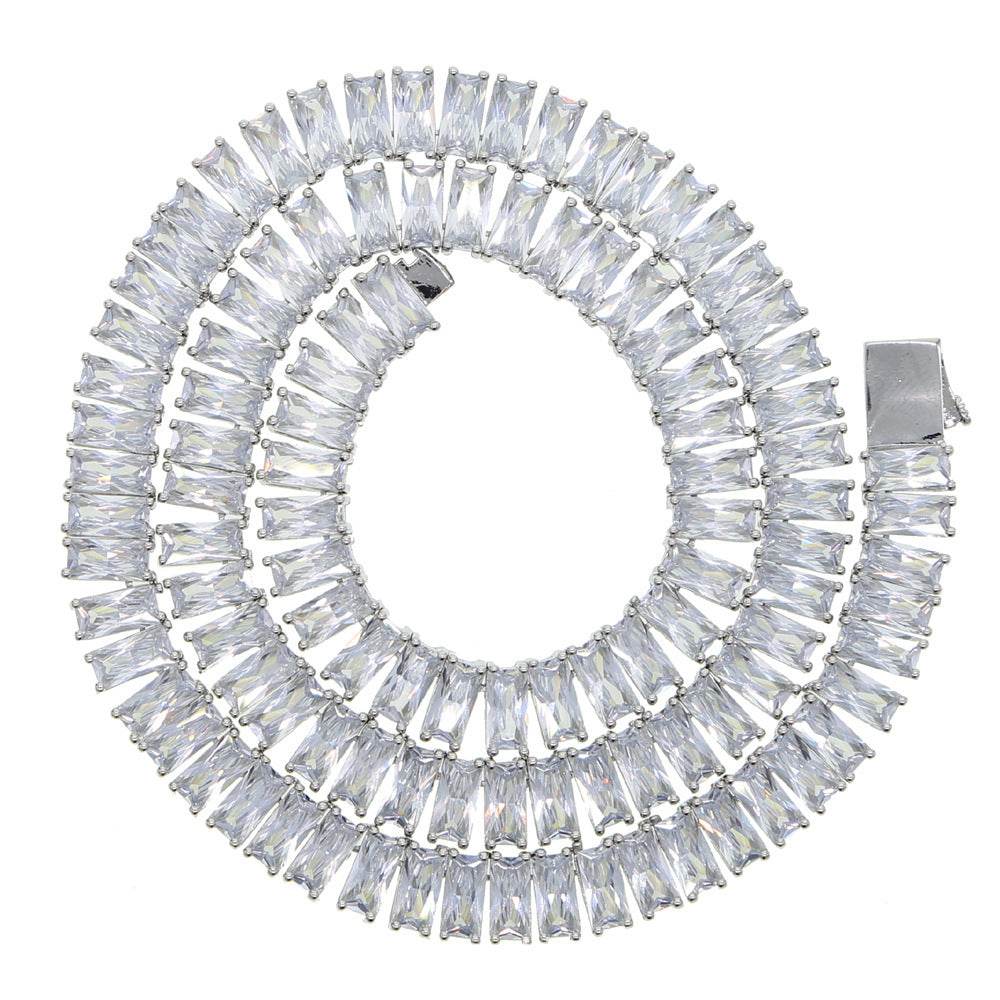 Mens Fashion Simple Rectangular Zirconia Hip Hop Necklace - Mubimart