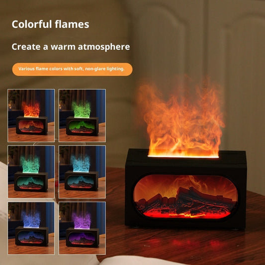 Fireplace Aroma Diffuser Desktop Colorful Simulation Flame Humidifier