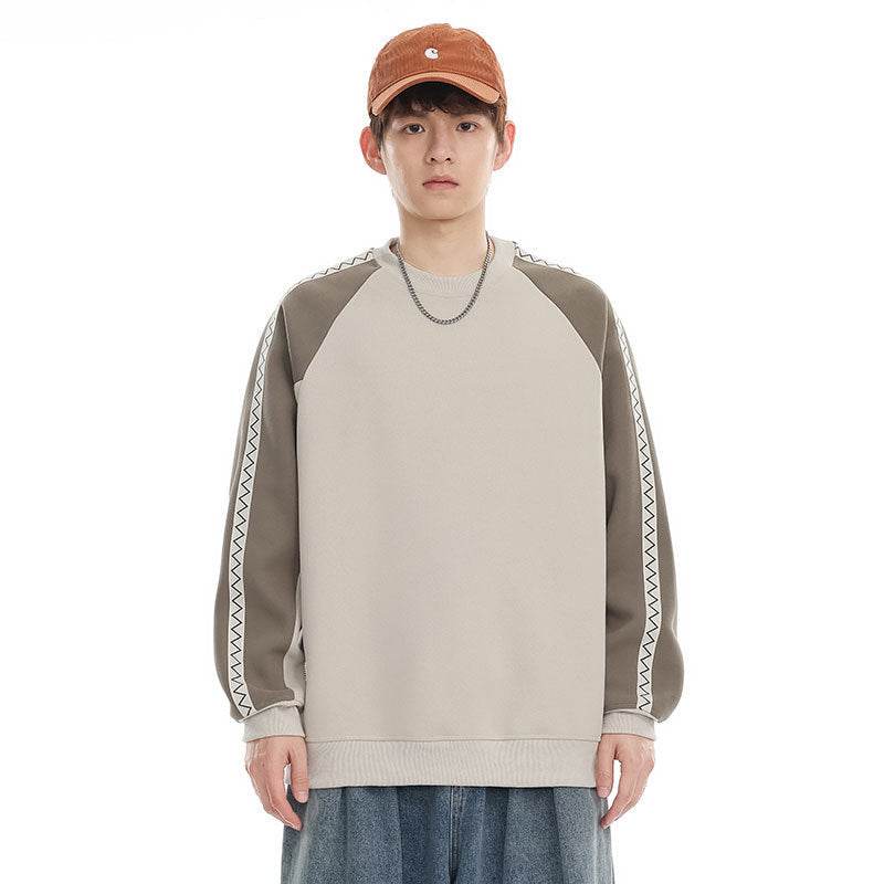 Fashion Retro Contrast Color Sweatshirt Men - Mubimart