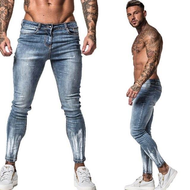 Patchwork Pants Jeans Men's Fit - Mubimart