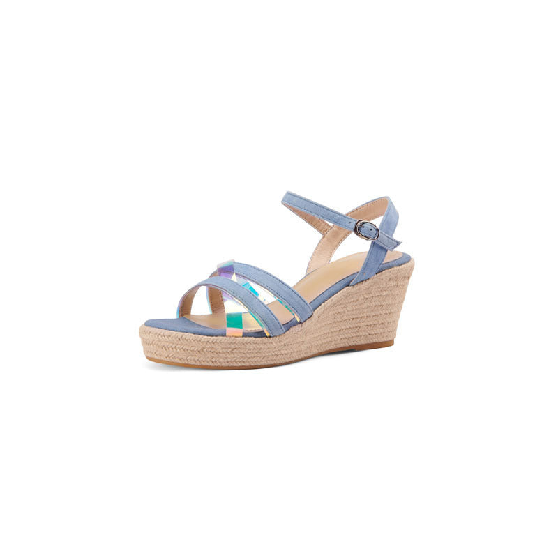 New Style Wedge Sandals Female Round Toe High Heels Colorful