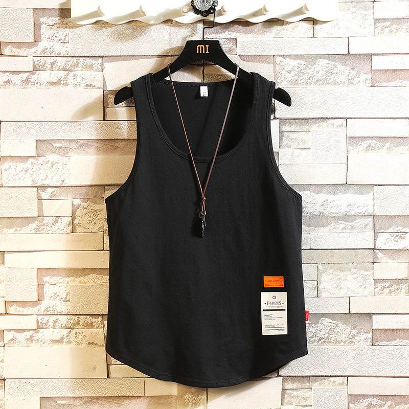 Mens Solid Color Cotton Breathable Loose Casual Tank Tops - Mubimart