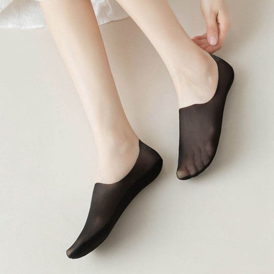 Women's Mesh Boat Socks Summer Thin Cotton Bottom Non-slip Tight Ice Silk Arbitrary Cut Women's Low Cut Invisible Socks - Mubimart