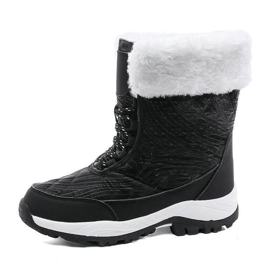 Waterproof Snow Boots Women's Mid-calf Front Zipper - Mubimart