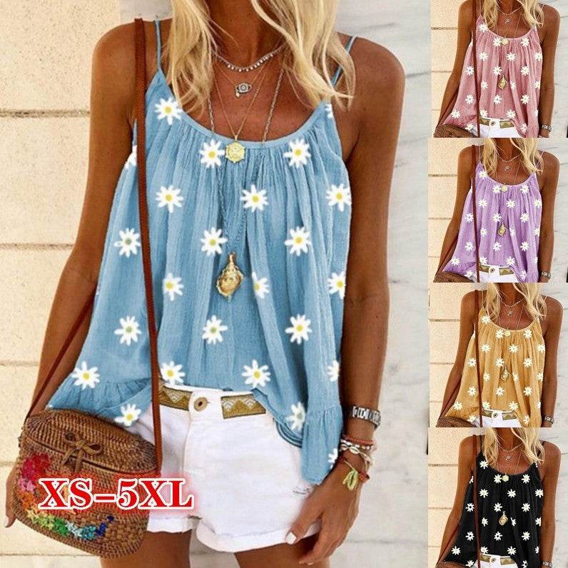 Ladies Daisy Print Camisole Top - Mubimart