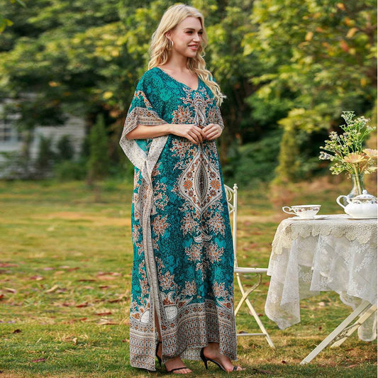 Women's Middle East Plus Size Loose Robe Seaside Resort Dress - Mubimart