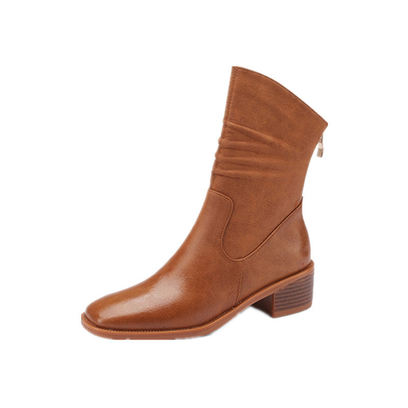 Damen Western-Cowboystiefel mit eckiger Zehenpartie und Falten