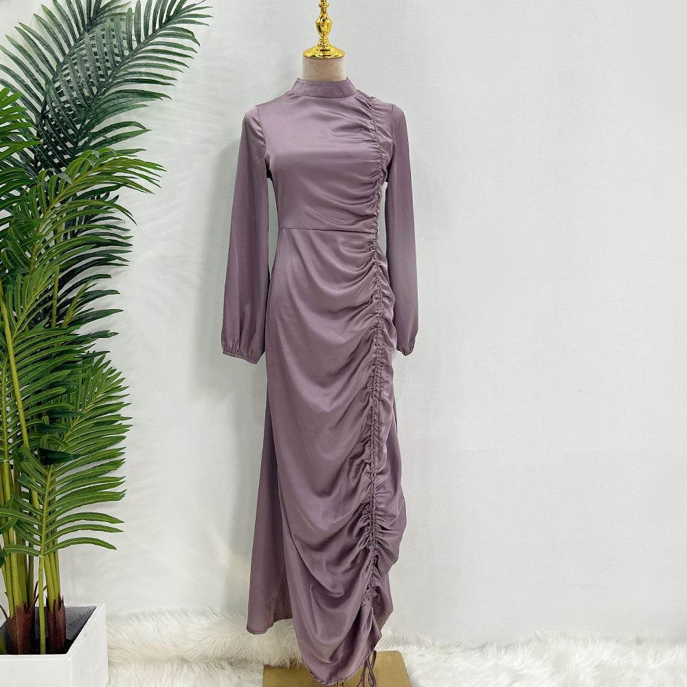 Ladies Feminine Solid Color Plus Size Robe Dress - Mubimart