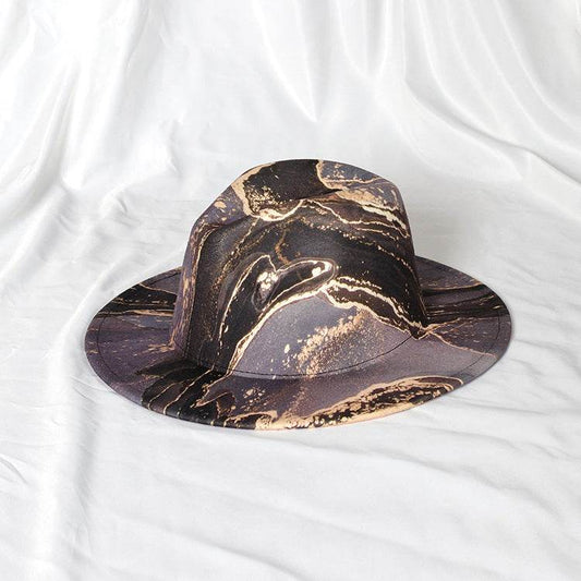 Gold-plated Hat Color Hat Bright Fur Fedora Double-sided Color Matching Hat - Mubimart