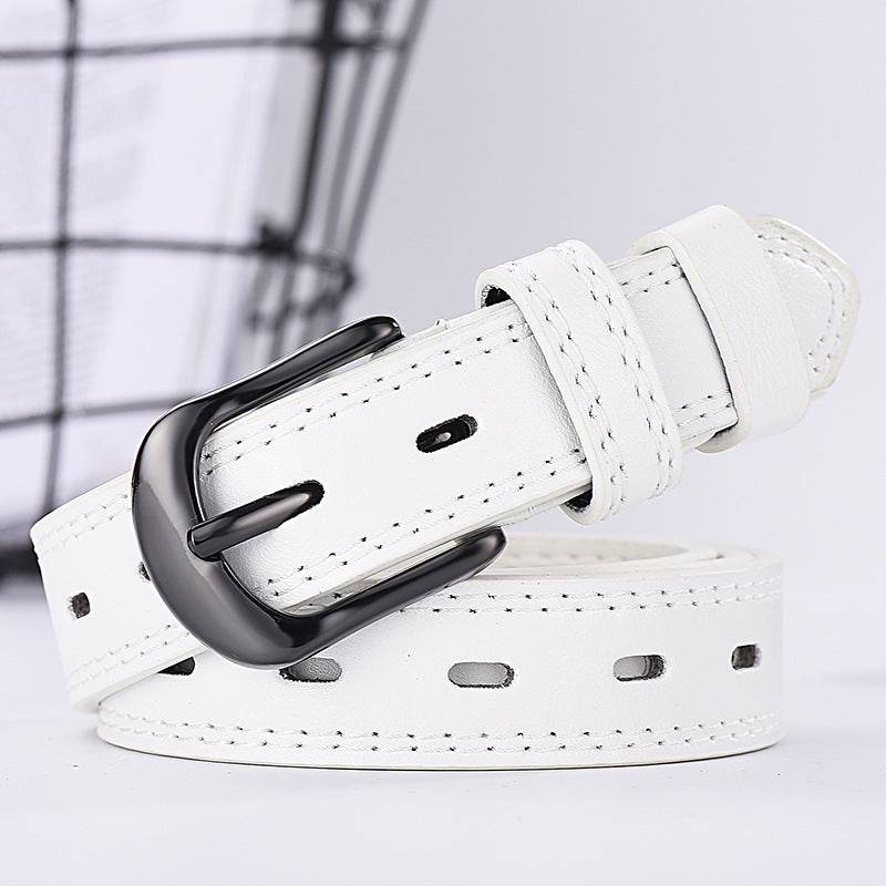 Two-line Men's And Women's Belts Young Students Hollow Out All-match Thin Trousers Belts Korean Denim Dress Belts - Mubimart