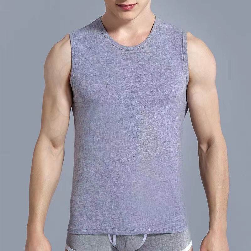 Men's Fashion Wide Shoulder Sports Round Neck Undershirt - Mubimart