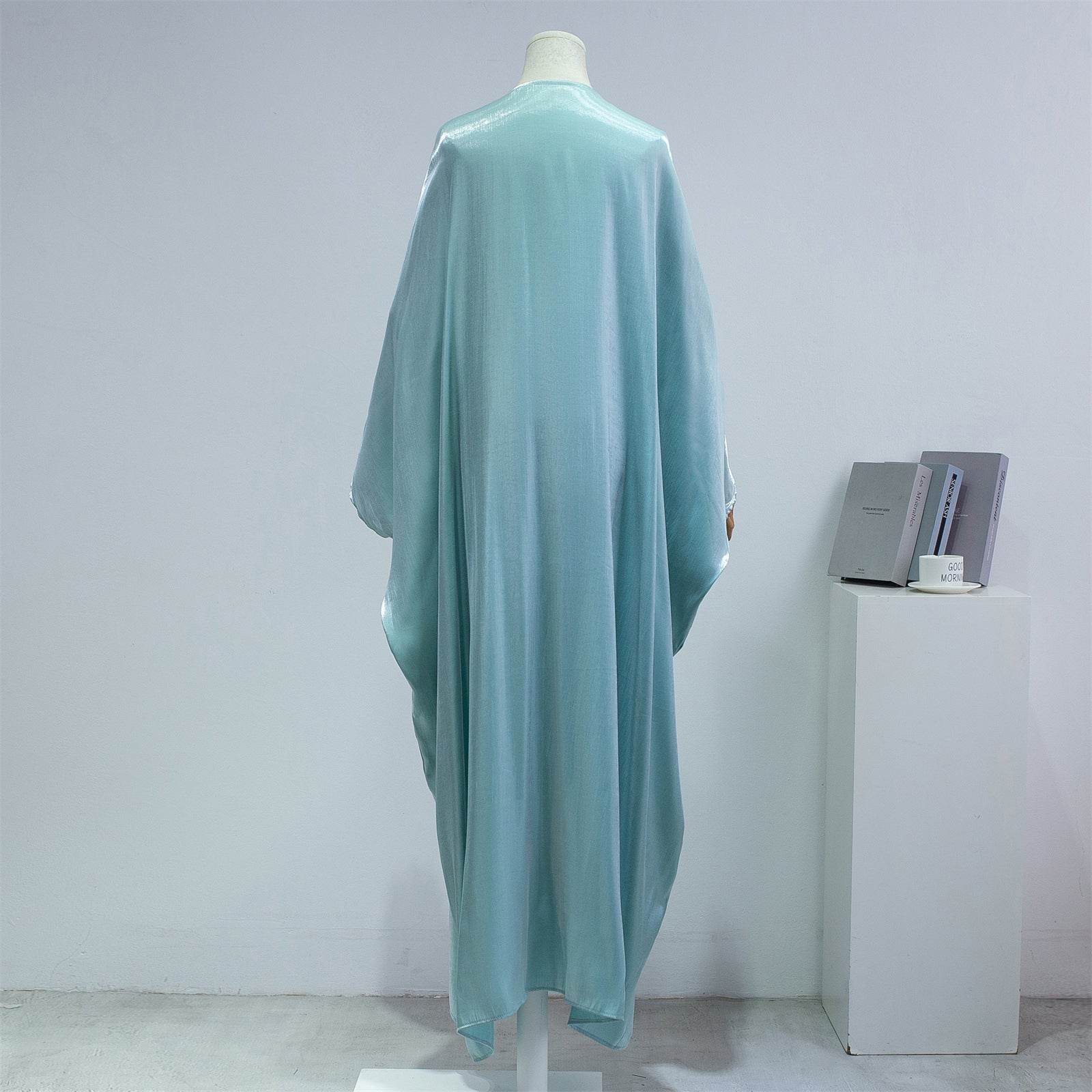 Fashion Casual Bright Silk Cardigan Plus Size Robe Batwing Sleeve - Mubimart