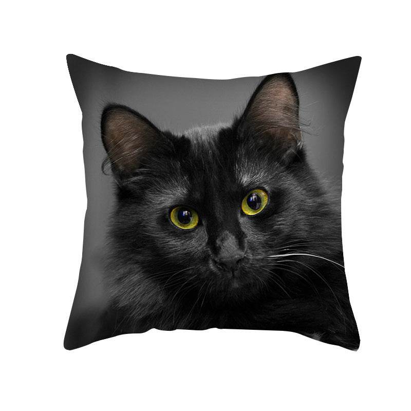 Black Cat Printed Christmas Cushion Covers Pillow Cover Pillowcases - Mubimart