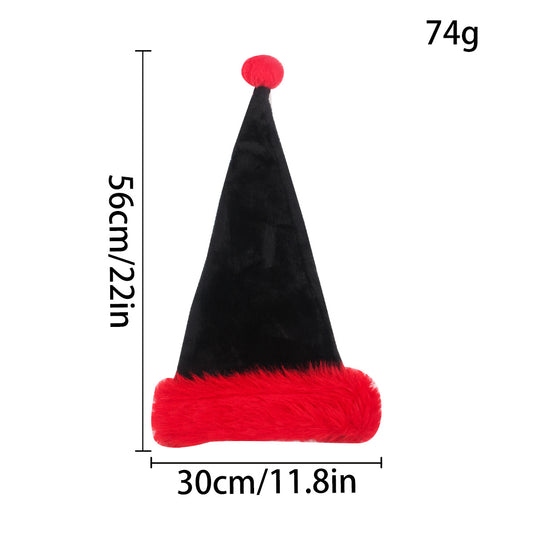 Black Christmas Hat Halloween Plush Hat Thickened Plus-sized Christmas Hat