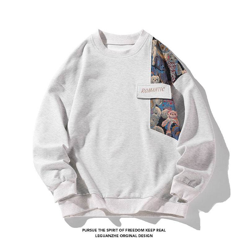 Plus Size Embroidery Stitching Sweater - Mubimart