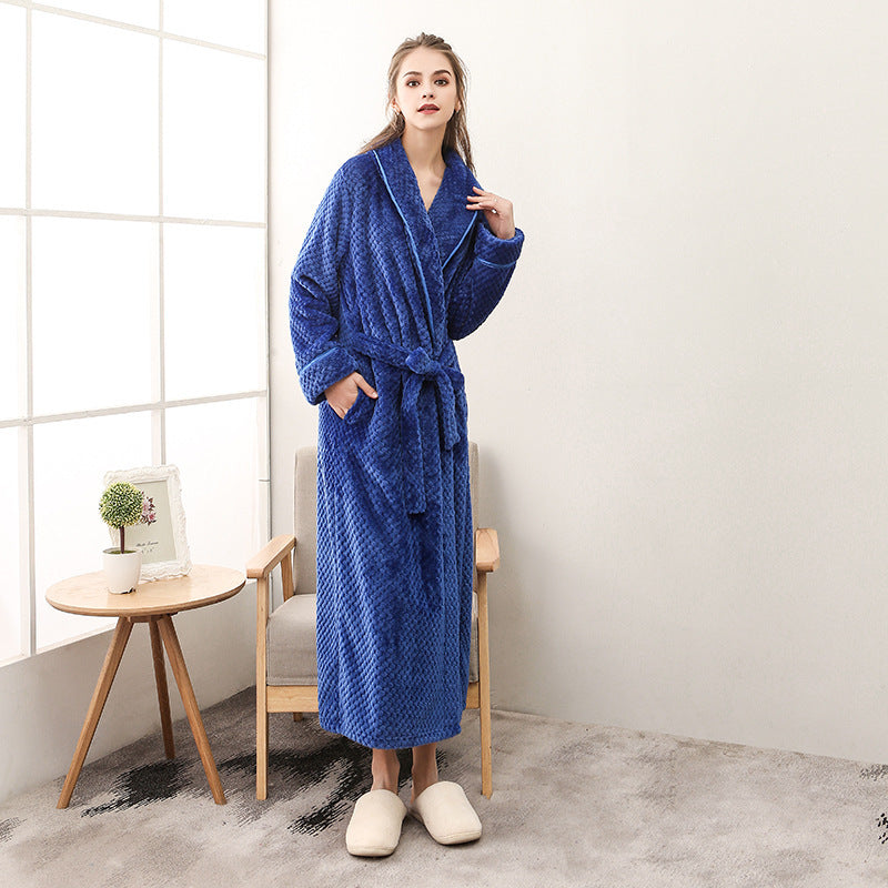 Winter Women Night Gown Couple Robe Men Bathrobe - Mubimart -  