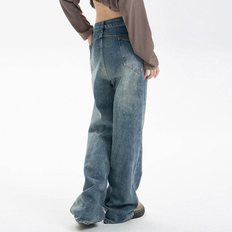 Fashion Retro Wide Leg Jeans For Women - Mubimart