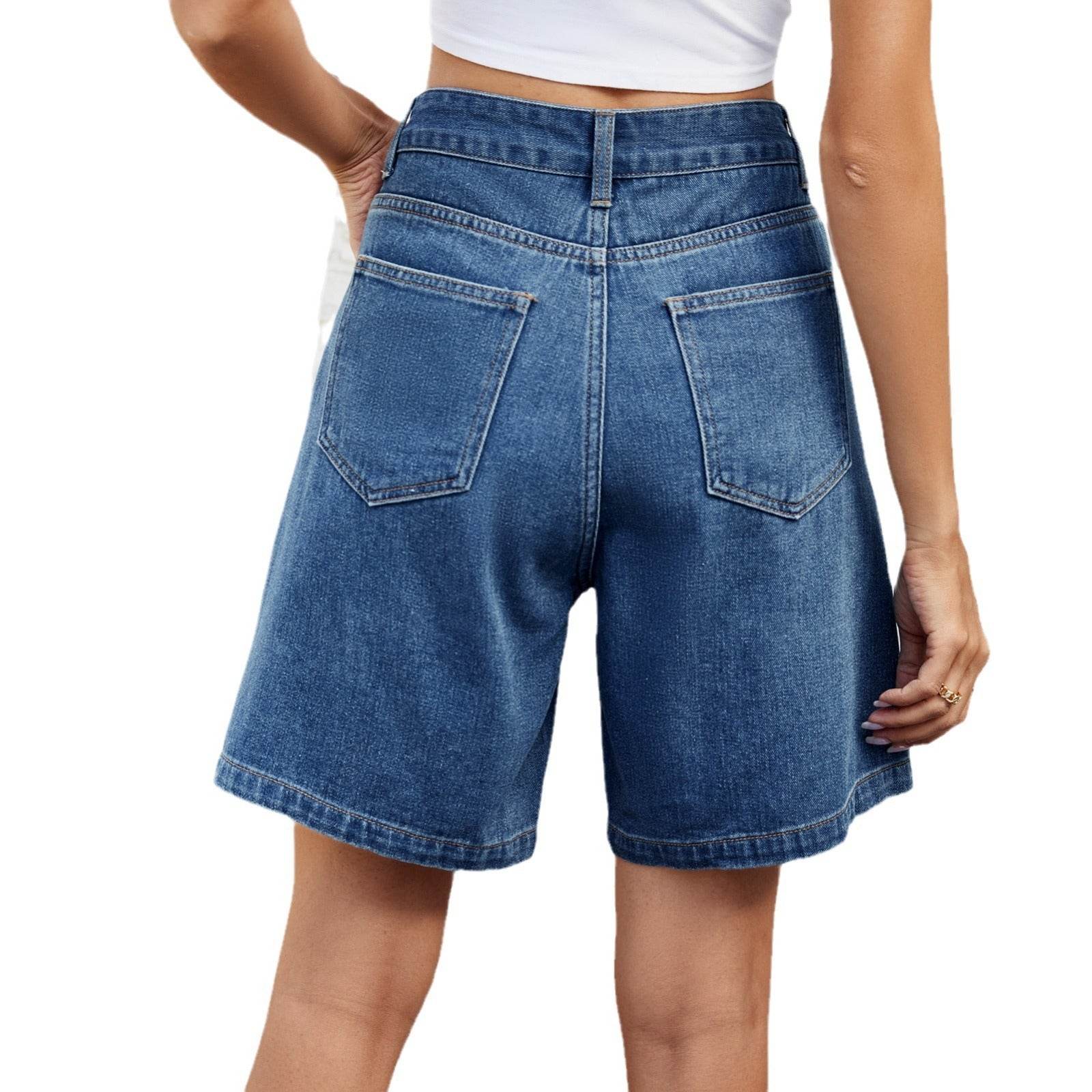 Denim Shorts With Waist Adjustable Design Fashion Summer Pants For Women - Mubimart