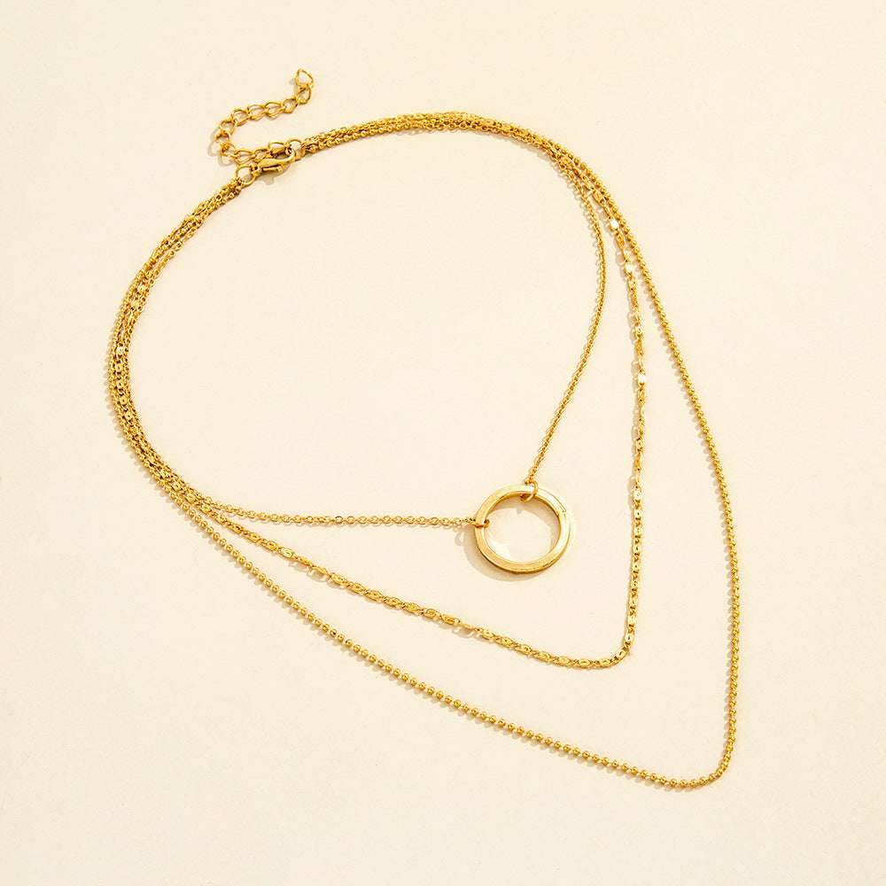 Circle Necklace Clavicle Chain Necklace Women - Mubimart