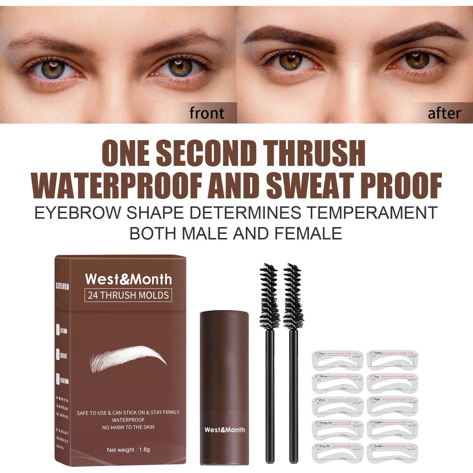 West&Month Seal Eyebrow Powder Lazy Eyebrow Stamp Powder Set Is Long-lasting, Waterproof, Sweatproof, Non-flamming, And Non-smudging - Mubimart