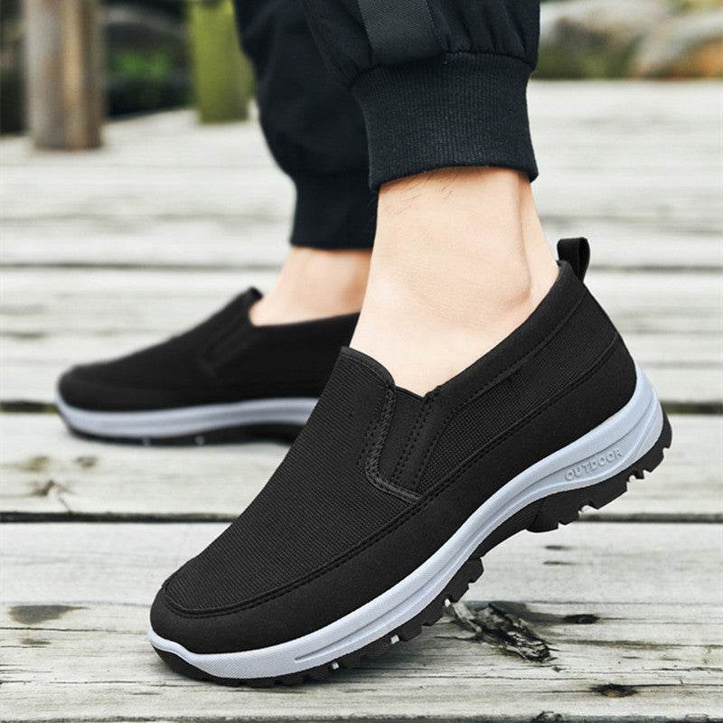 Shoes Mens Canvas Shoes Soft Bottom Casual Breathable Comfortable Slip-on Mens Cloth Shoes - Mubimart