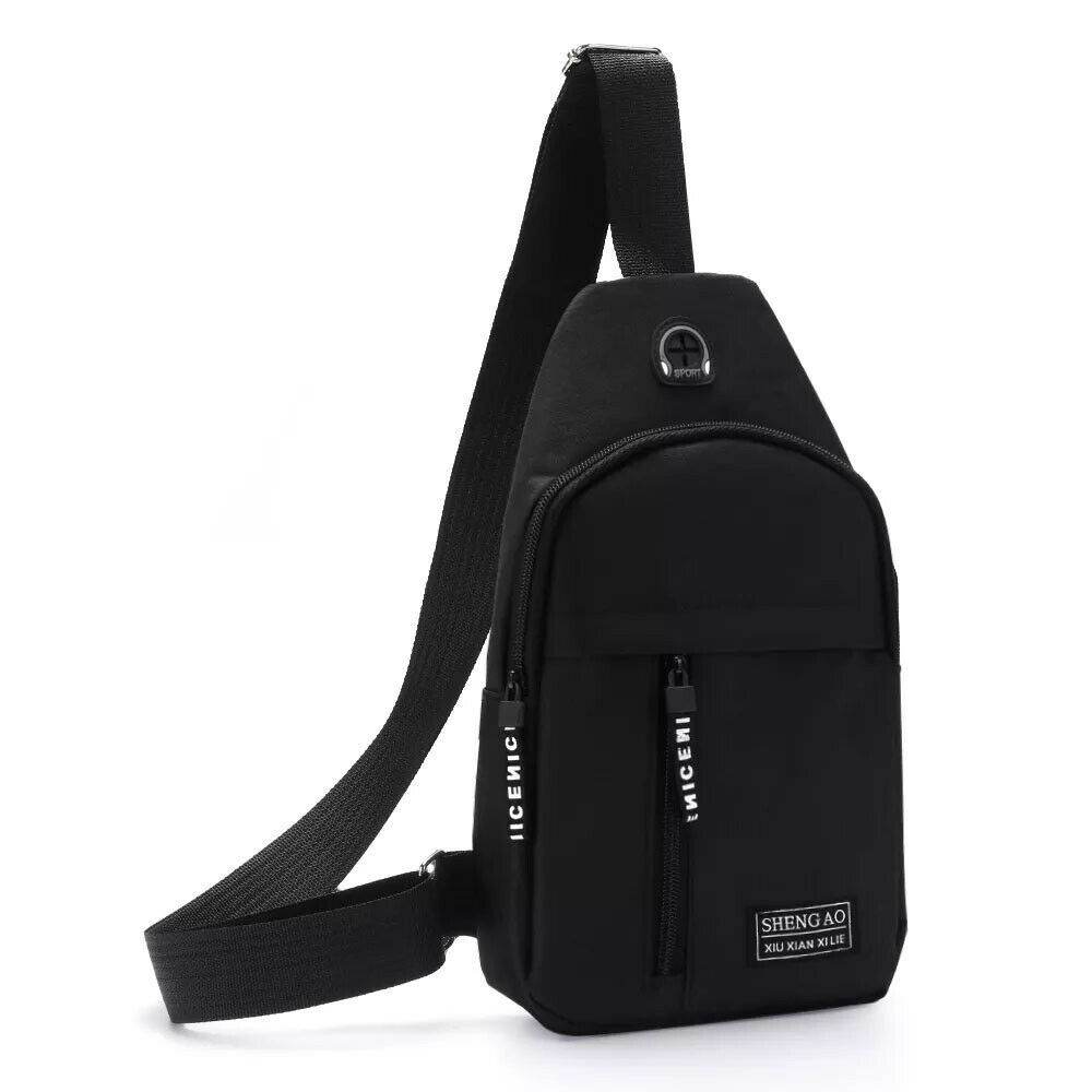 Mens Sling Bag Cross Body Handbag Chest Bag Shoulder Pack Sports Travel Backpack Black - Mubimart