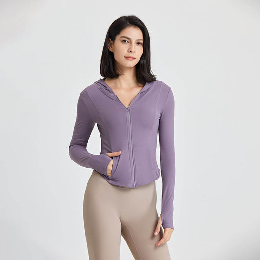 Hooded Running Workout Clothes Top - Mubimart