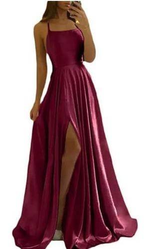 Evening Dress Prom Robe Formal Simple Split - Mubimart