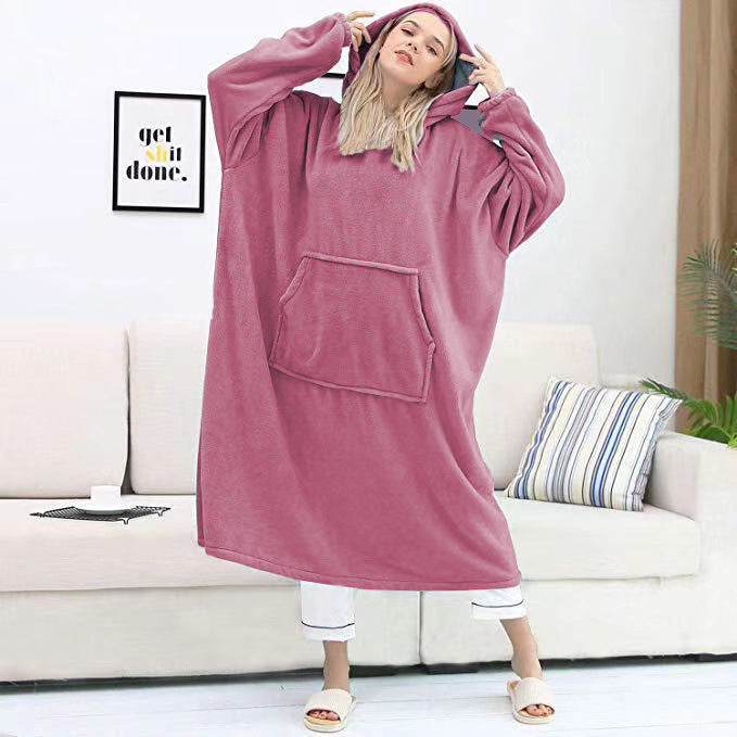 Couple Nightgown Double-sided Flannel Plus Long Hooded Nightgown - Mubimart -  