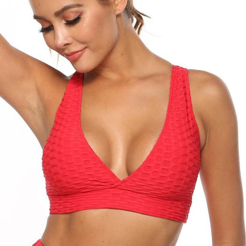 Fitness Womens Bra Strap Hanging Neck Sexy Bralette Elastic Stitching - Mubimart