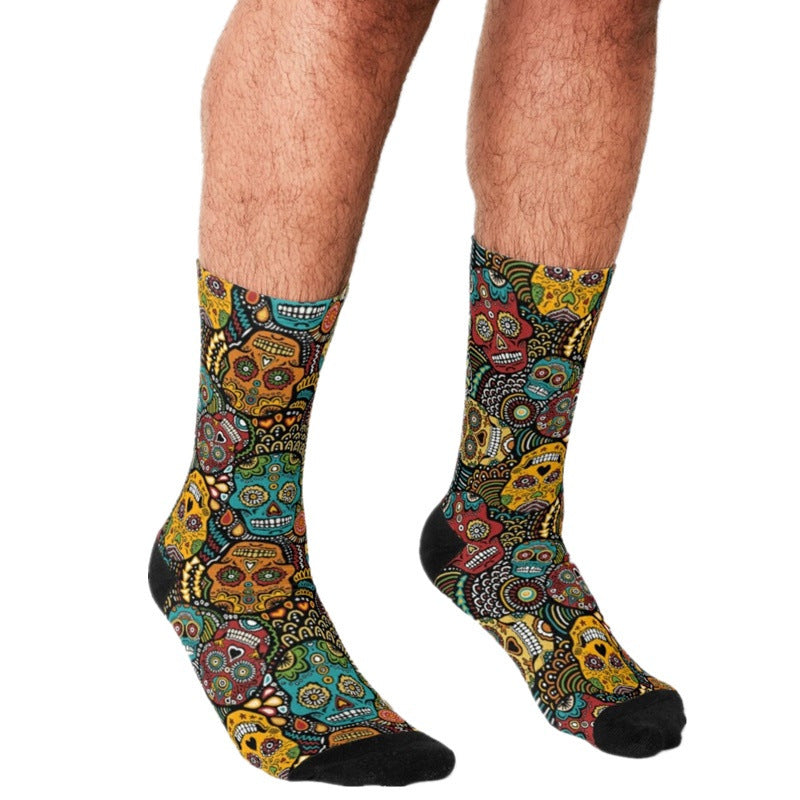 Men's Cartoon Unique Europe And America Cross Border Athletic Socks Digital Printing Lovers' Socks - Mubimart -  