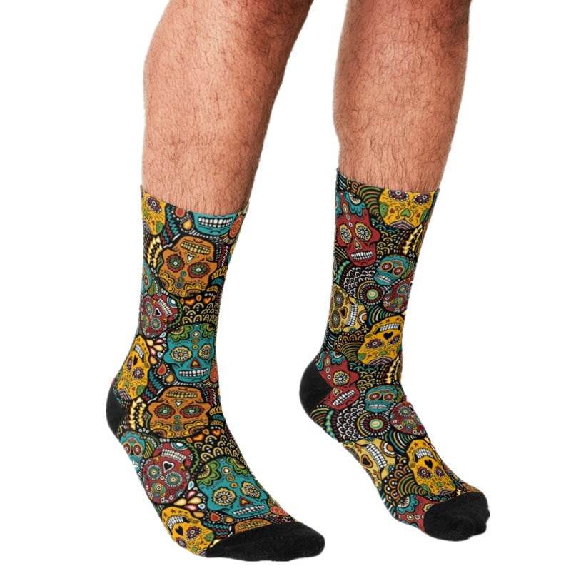 Men's Cartoon Unique Europe And America Cross Border Athletic Socks Digital Printing Lovers' Socks - Mubimart