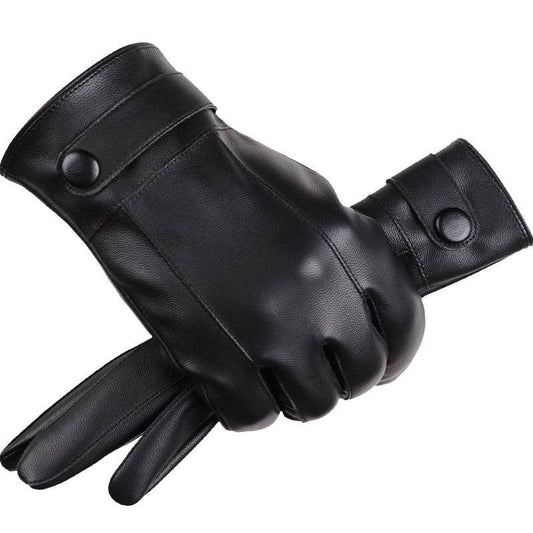 Shi Leather Gloves Touch Screen Thickening - Mubimart