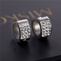 Fashion Titanium Steel Multi-row Rhinestone Zircon Stainless Steel Earrings For Men And Women