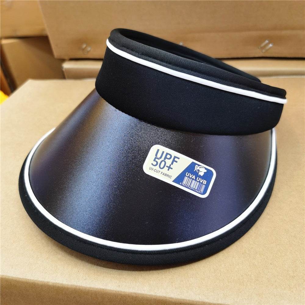 Women Summer Anti-Uv Sun Hat Wide Brim Beach Empty Top Visor Hats Adjustable Plastic Pvc Sunscreen Cap Female Outdoor Spor Cap - Mubimart