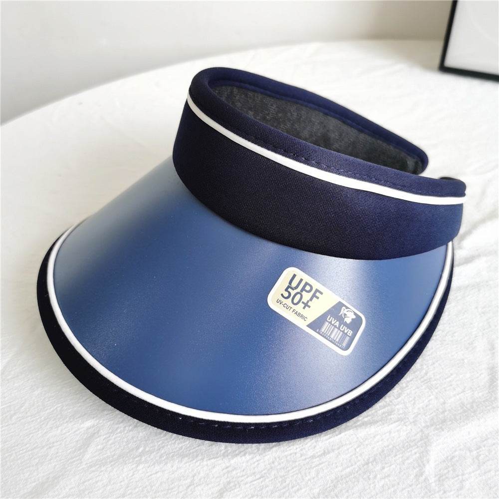 Women Summer Anti-Uv Sun Hat Wide Brim Beach Empty Top Visor Hats Adjustable Plastic Pvc Sunscreen Cap Female Outdoor Spor Cap - Mubimart