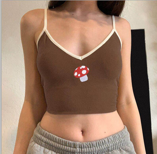 Women's Fashion Embroidered Small Camisole Top - Mubimart