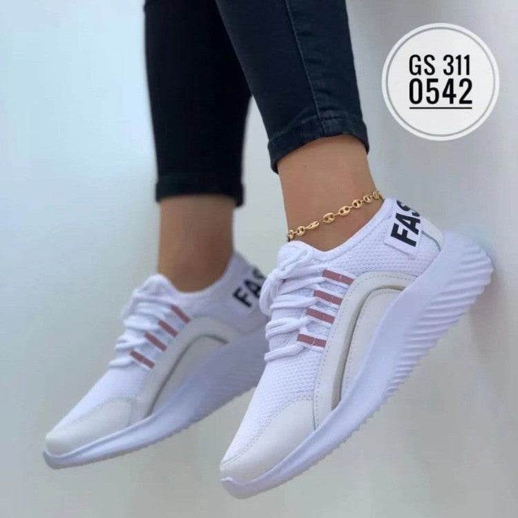 Mesh Sneakers Women Lace Up Running Shoes - Mubimart
